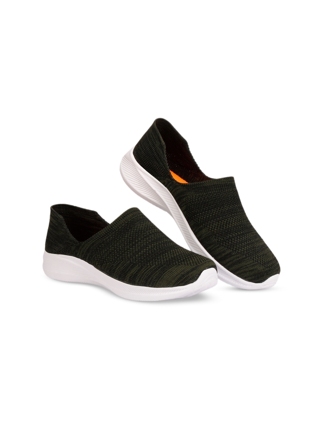 

KRAASA Women Mesh Comfort Insole Contrast Sole Slip On Sneakers, Olive