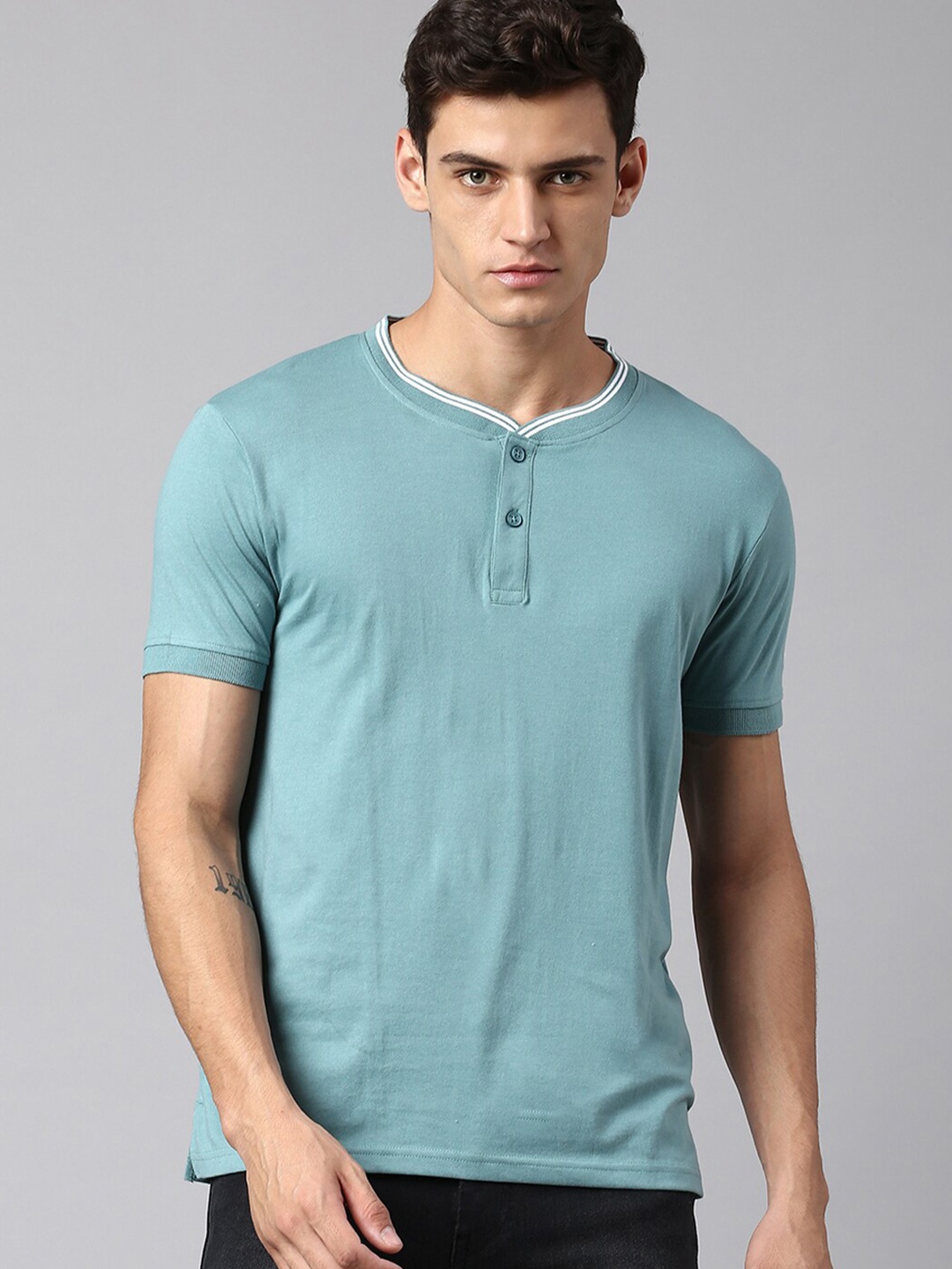 

Dennis Lingo Henley Neck Slim Fit T-shirt, Sea green