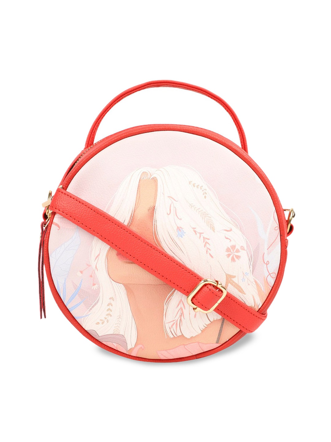 

Bagsy Malone Women Graphic Printed Sling Bag, Red
