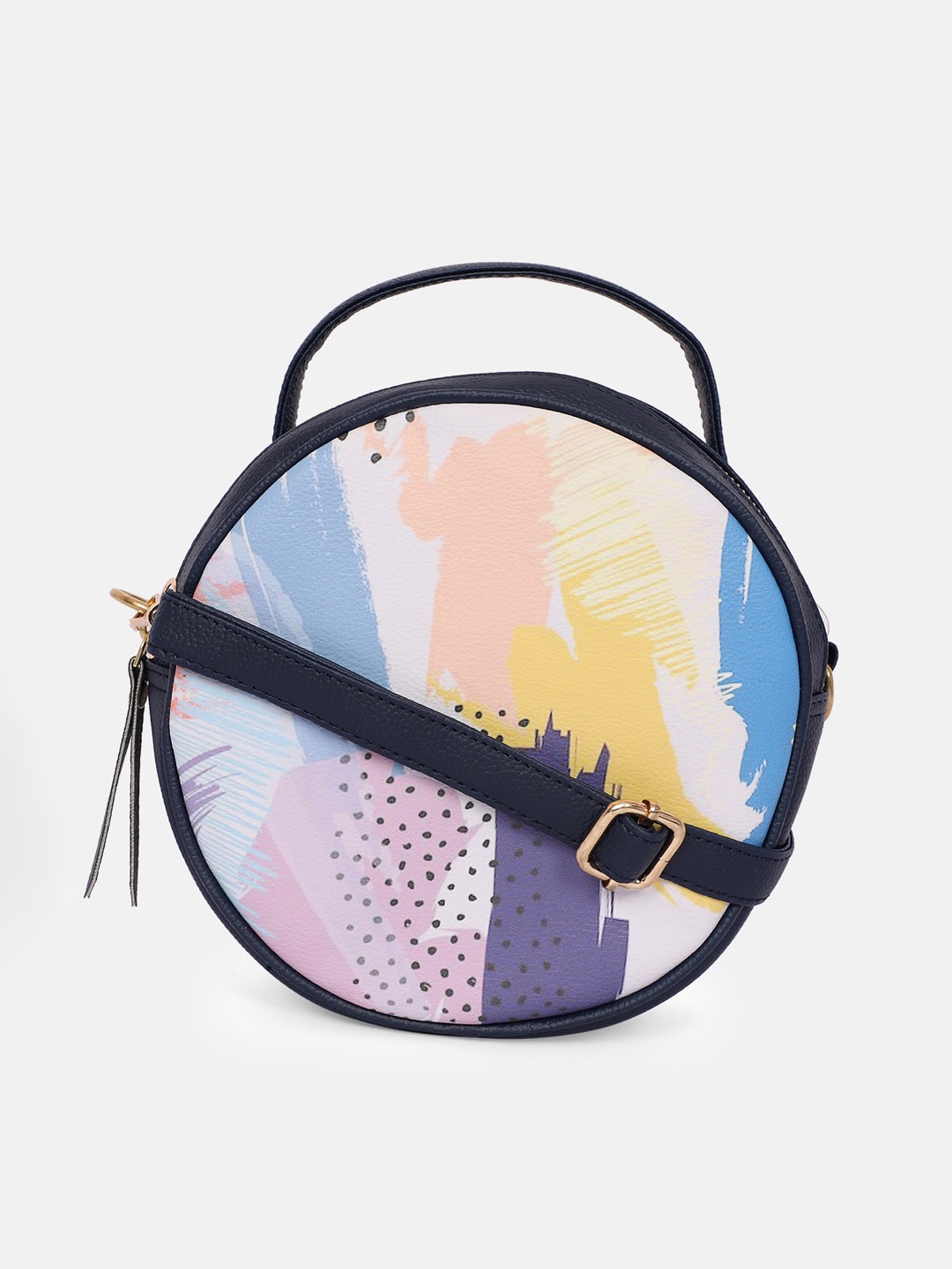 Bagsy Malone Printed PU Structured Sling Bag, White