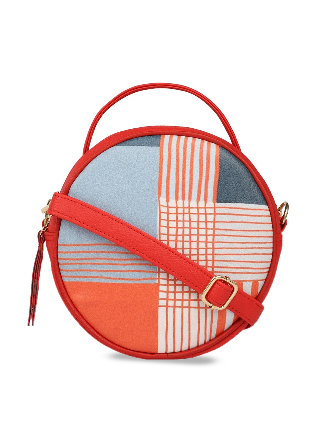 

Bagsy Malone Geometric Printed Structured Pu Sling Bag, Red