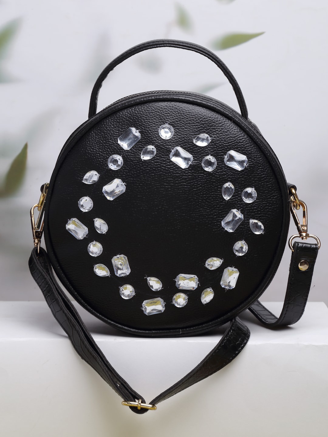 

Bagsy Malone Embellished Pu Structured Sling Bag, Black