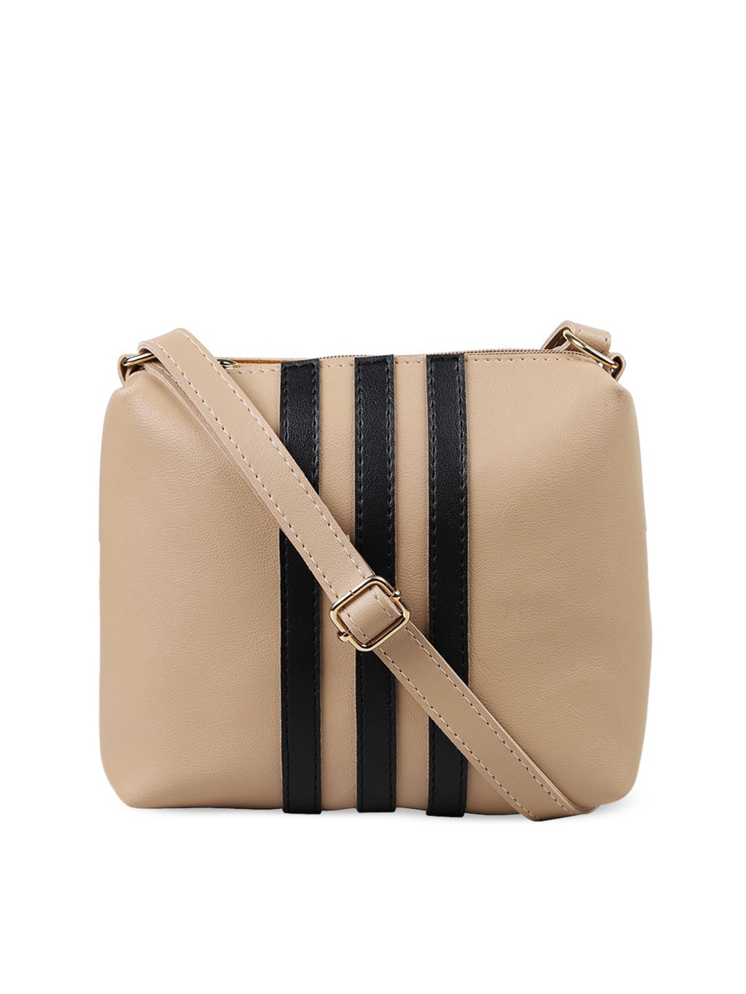 

Bagsy Malone Striped PU Structured Sling Bag, Beige