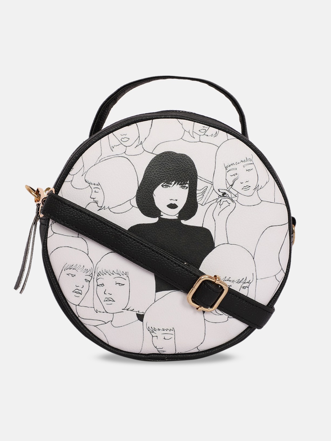 

Bagsy Malone Printed PU Water Resistant Structured Sling Bag, White