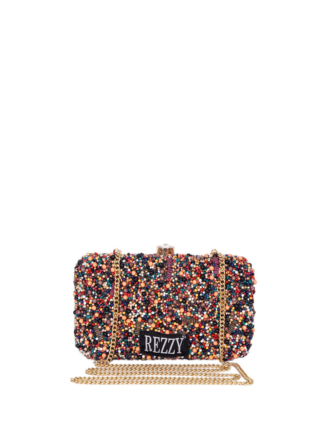 

REZZY Women Embellished Box Clutch, Orange