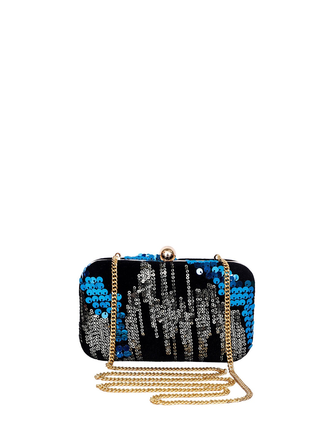 

REZZY Women Embellished Fabric Box Clutch, Black