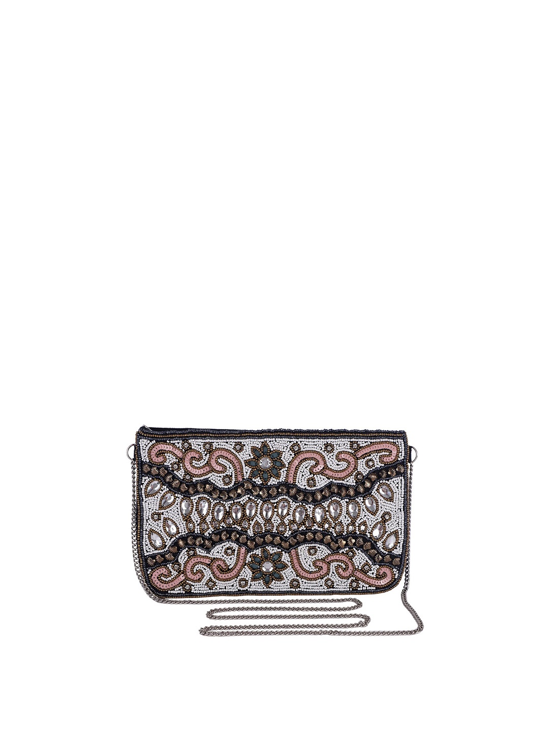 

REZZY Women Embellished Purse Clutch, White