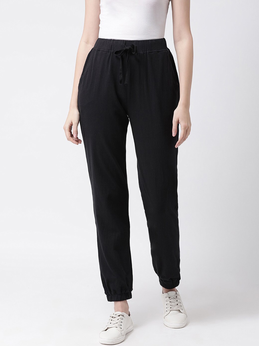 

DressBerry Women Relaxed Fit Pure Cotton Joggers, Black