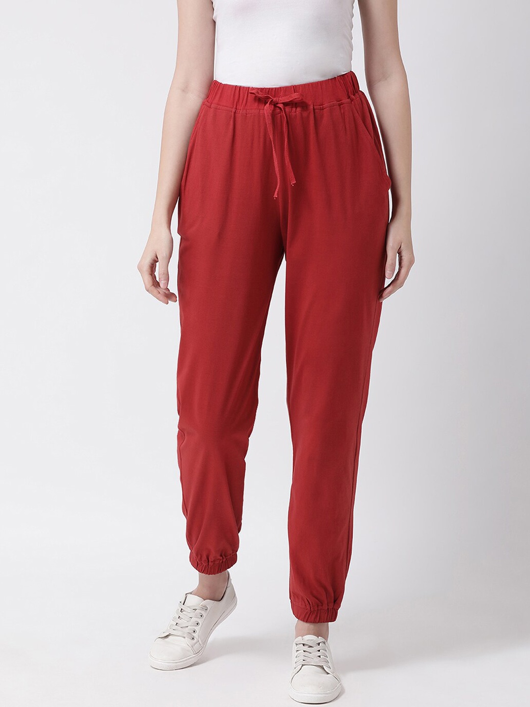 

DressBerry Women Relaxed-Fit Pure Cotton Jogger, Red