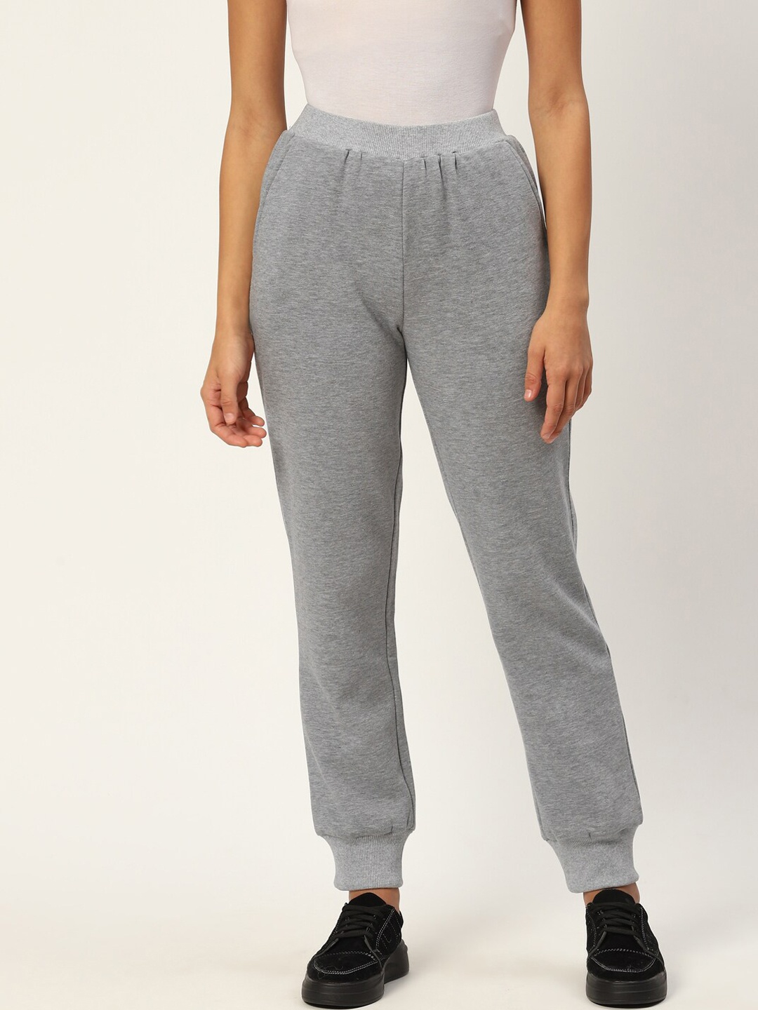 

DressBerry Women Pure Cotton Relaxed-Fit Joggers, Grey