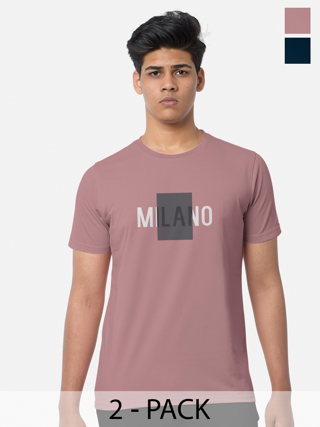 

BULLMER Pack of 2 Printed T-shirts, Mauve