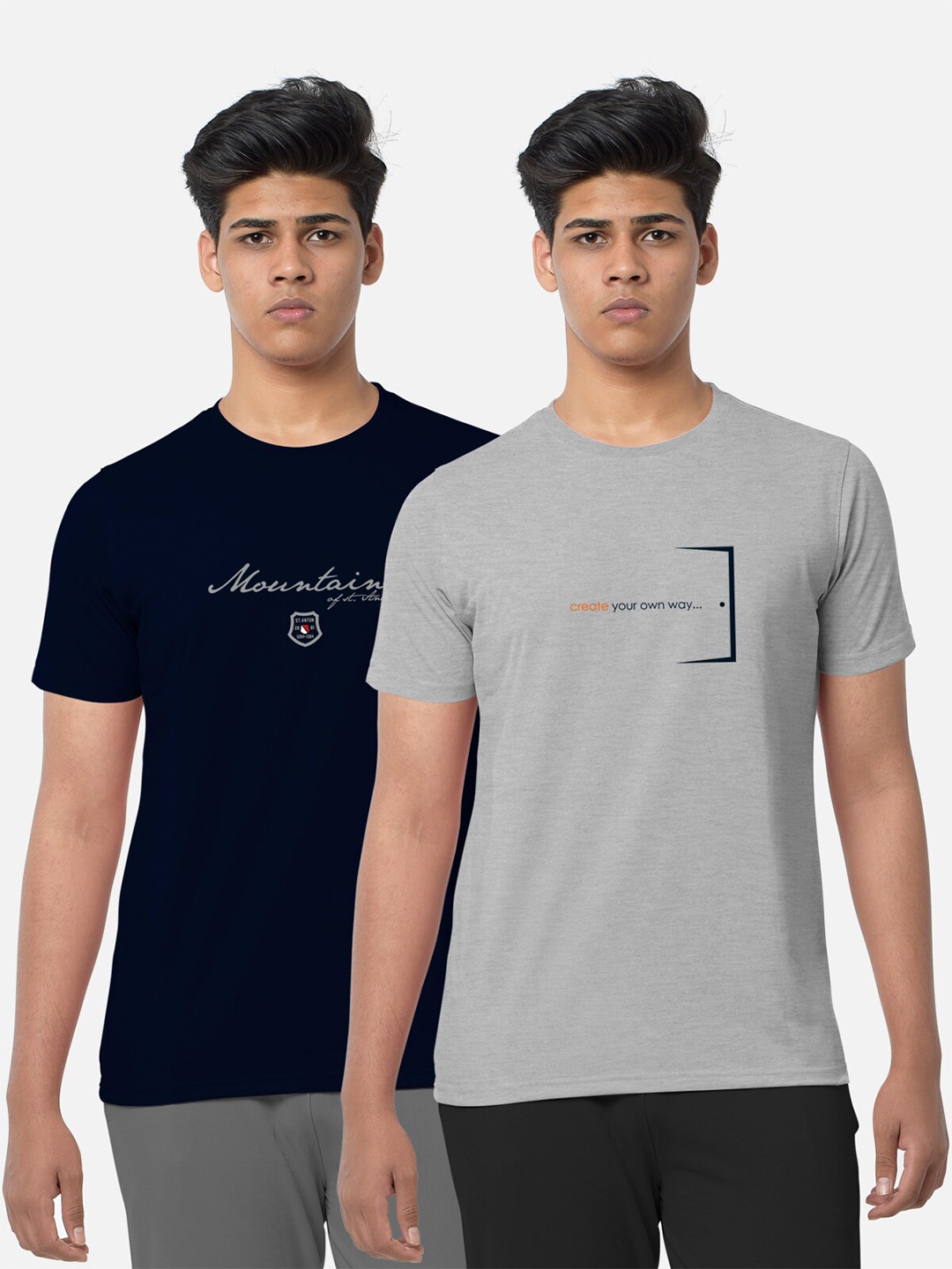 

BULLMER Pack Of 2 Round Neck Short Sleeve T-shirt, Navy blue