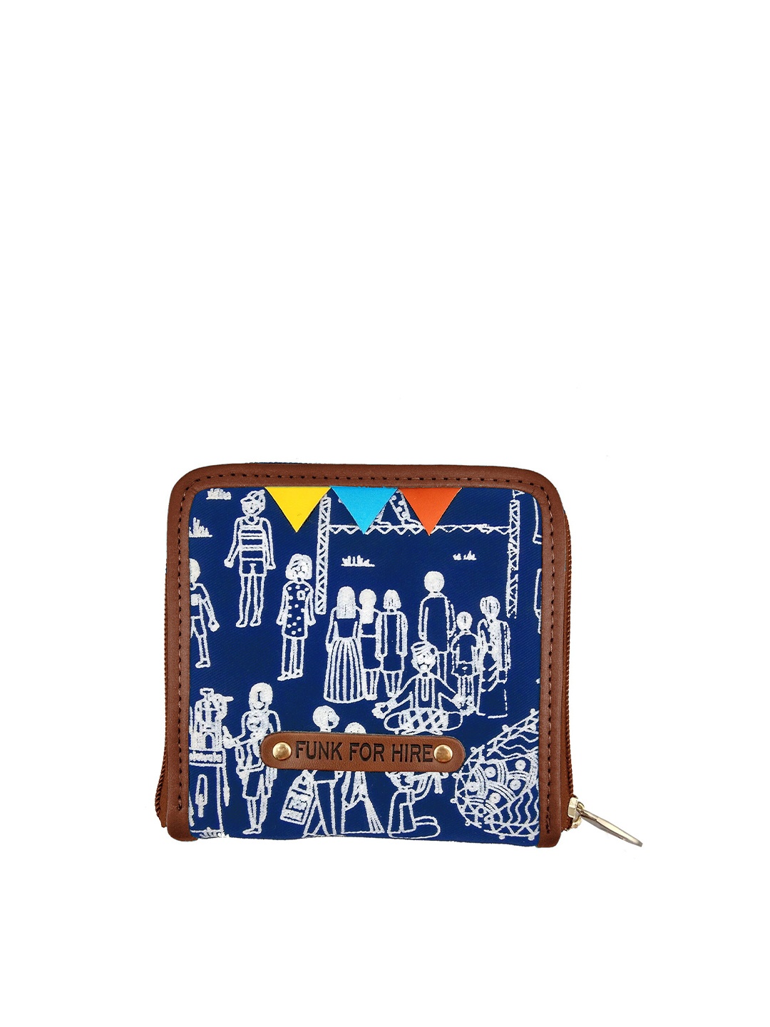

Funk For Hire Women Printed Canvas Zip Around Wallet, Turquoise blue