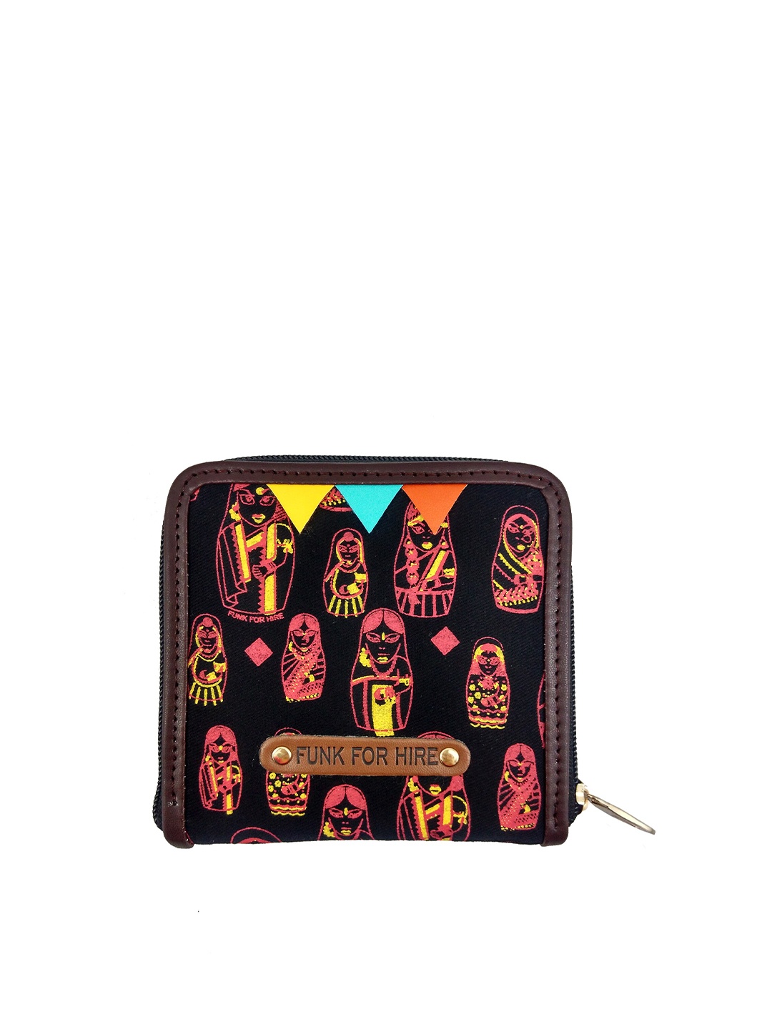 

Funk For Hire Women Canvas Zip Around Wallet, Black