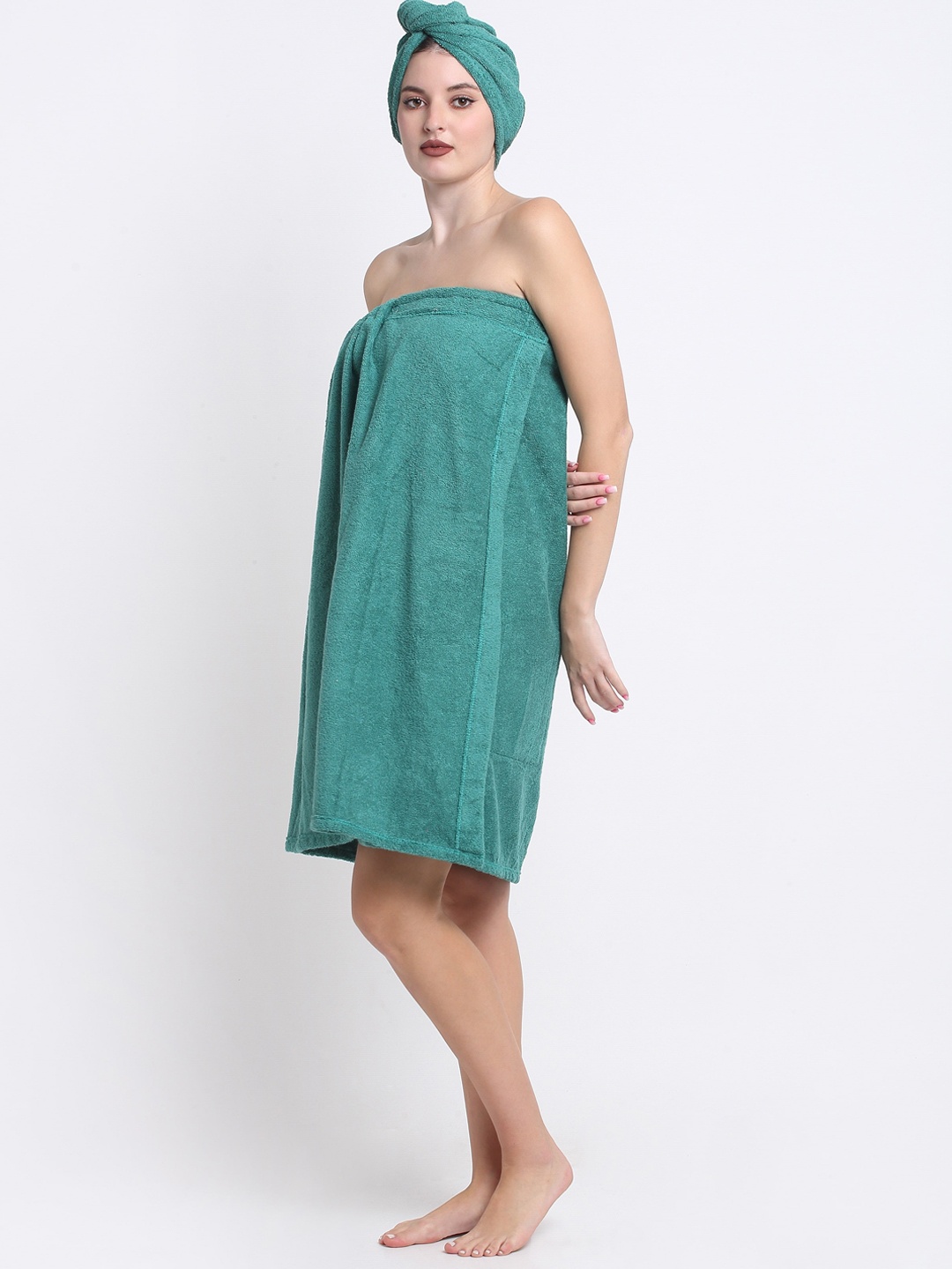 

Creeva Luxury Mint Green Pure Cotton 380 GSM Anti Bacterial Bath Wrap Towel Robe