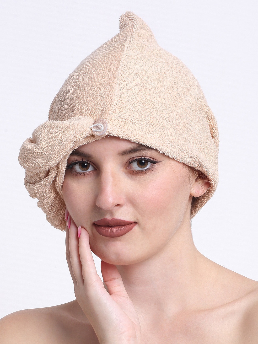 Creeva Luxury Peach-Colored Pure Cotton 380GSM Anti Bacterial Hair Wrap Towel