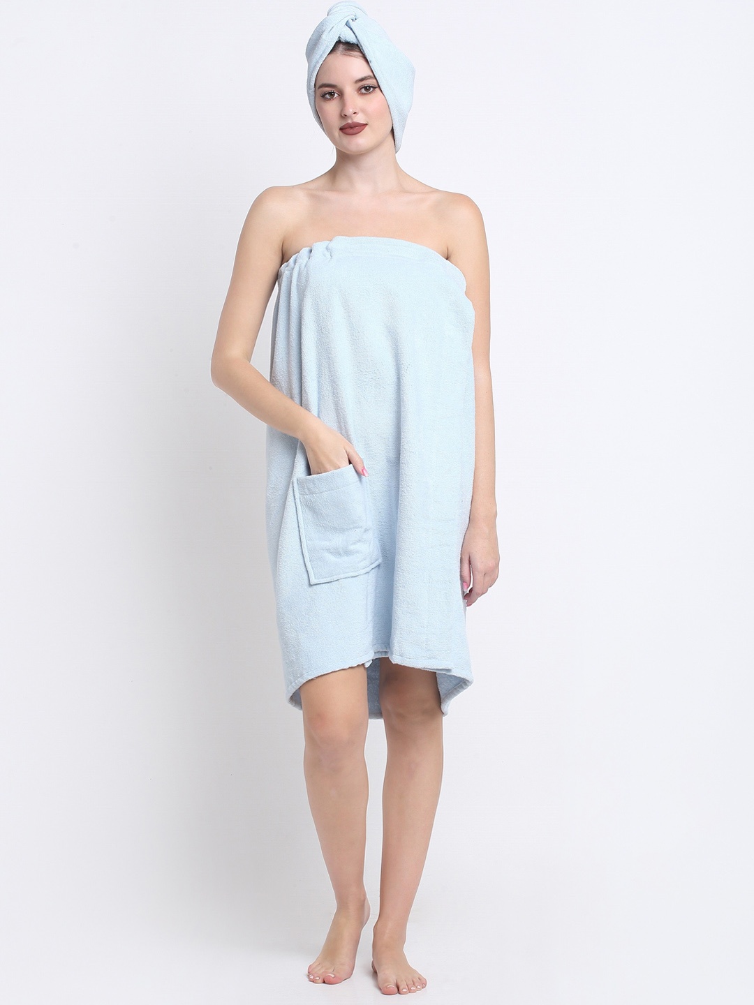 

Creeva Luxury Women Blue 380 GSM Highly Absorbent Pure Cotton Bath Wrap Towel