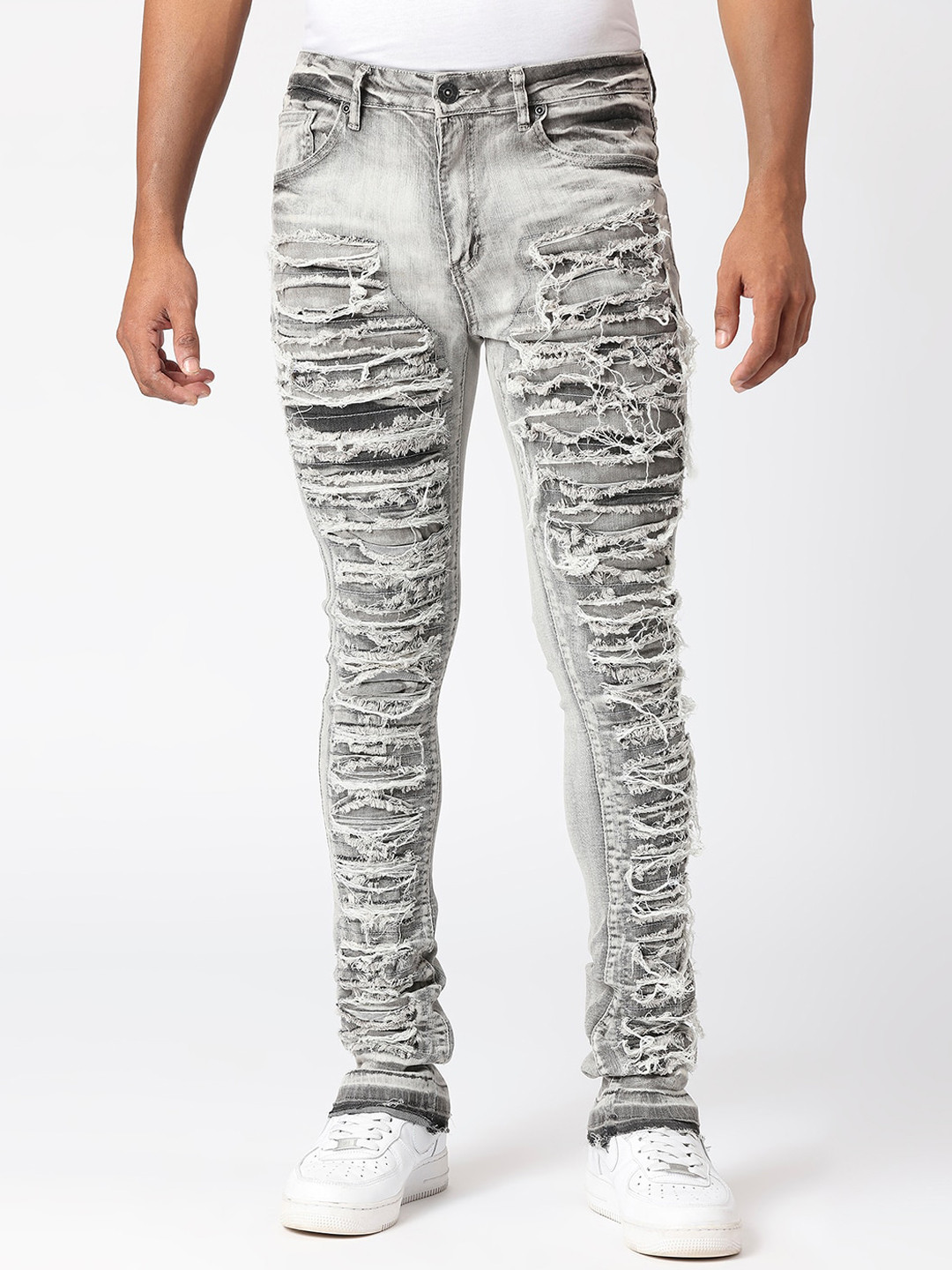 

WAIMEA Men Heavy Distressed Stretchable Jeans, Grey