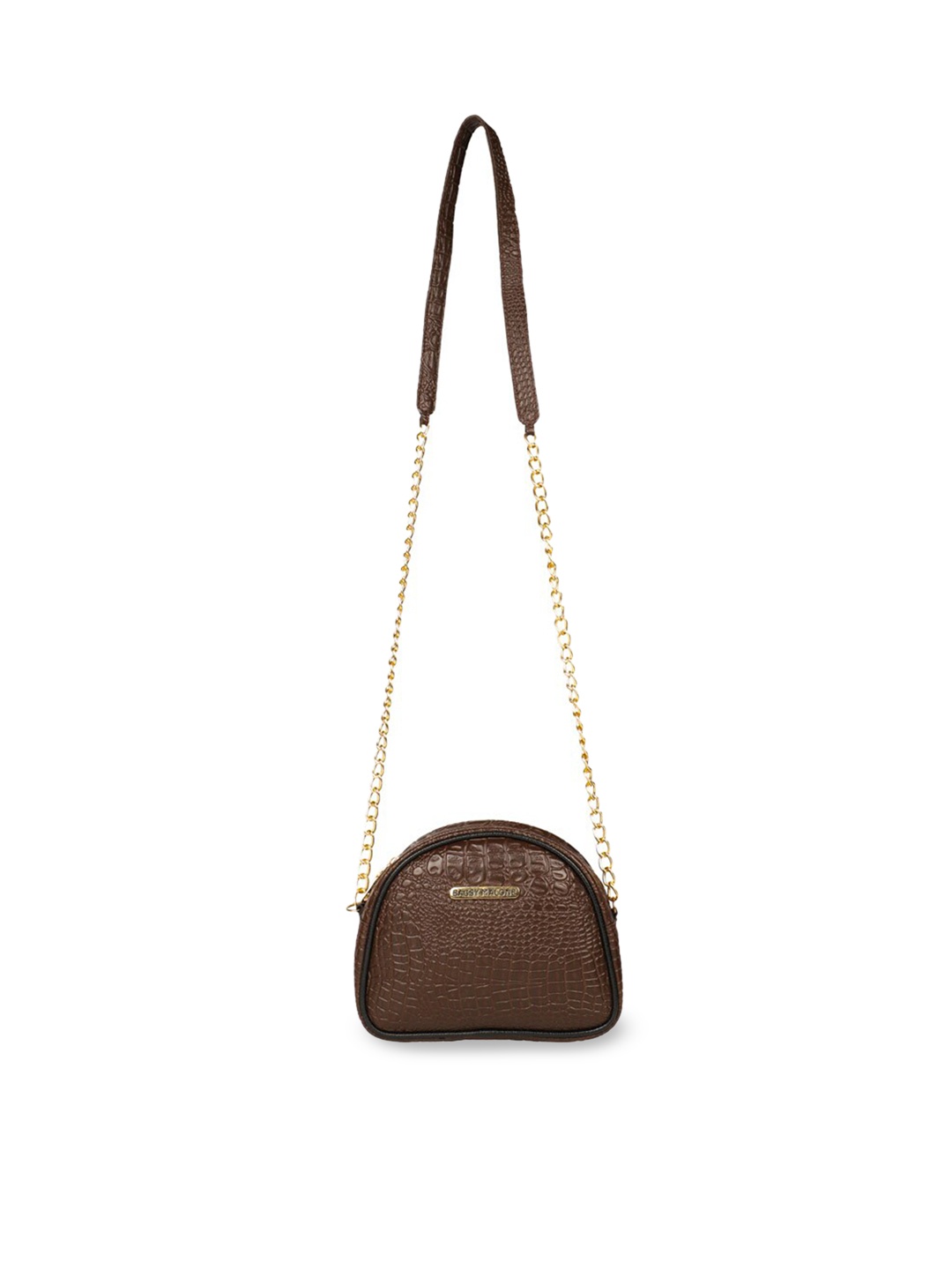 

Bagsy Malone Textured PU Structured Sling Bag, Brown