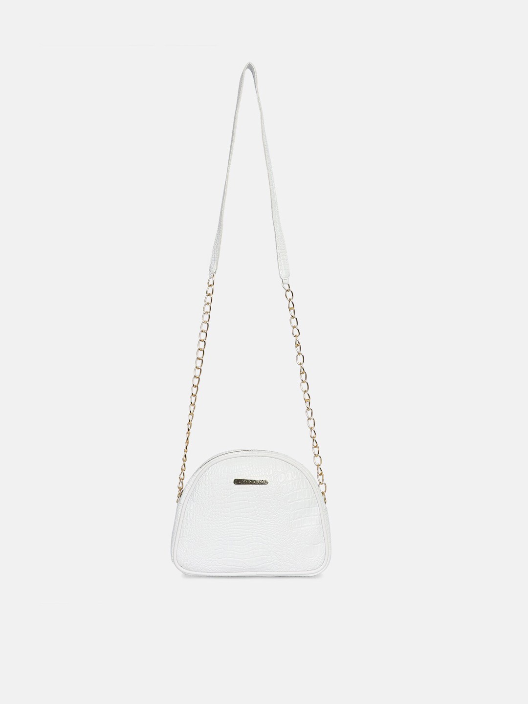

Bagsy Malone Textured Half Moon Sling Bag with Quilted, White