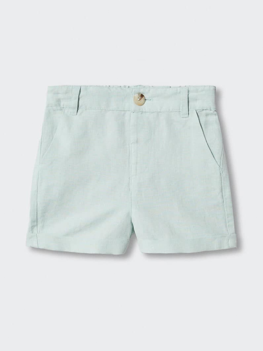 

Mango Kids Boys High-Rise Linen Shorts, Sea green