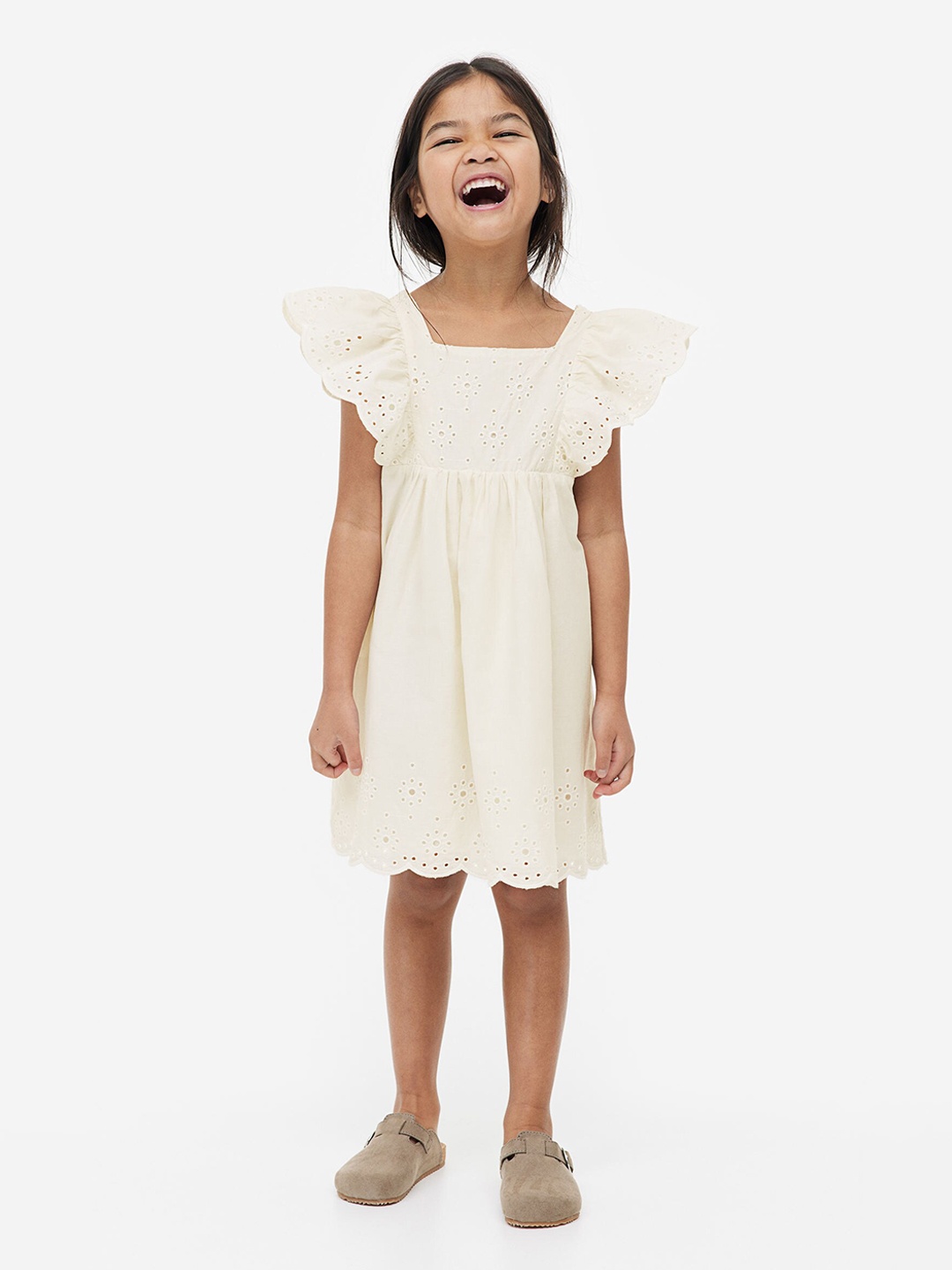 

H&M Girls Cotton Dress, Off white