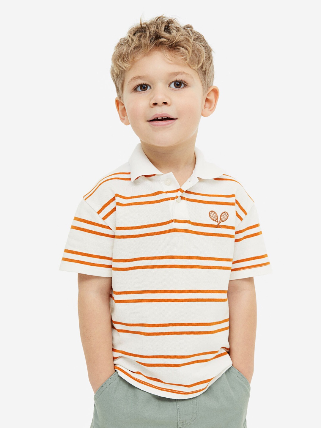 

H&M Boys Cotton Piqu Polo Shirt, White