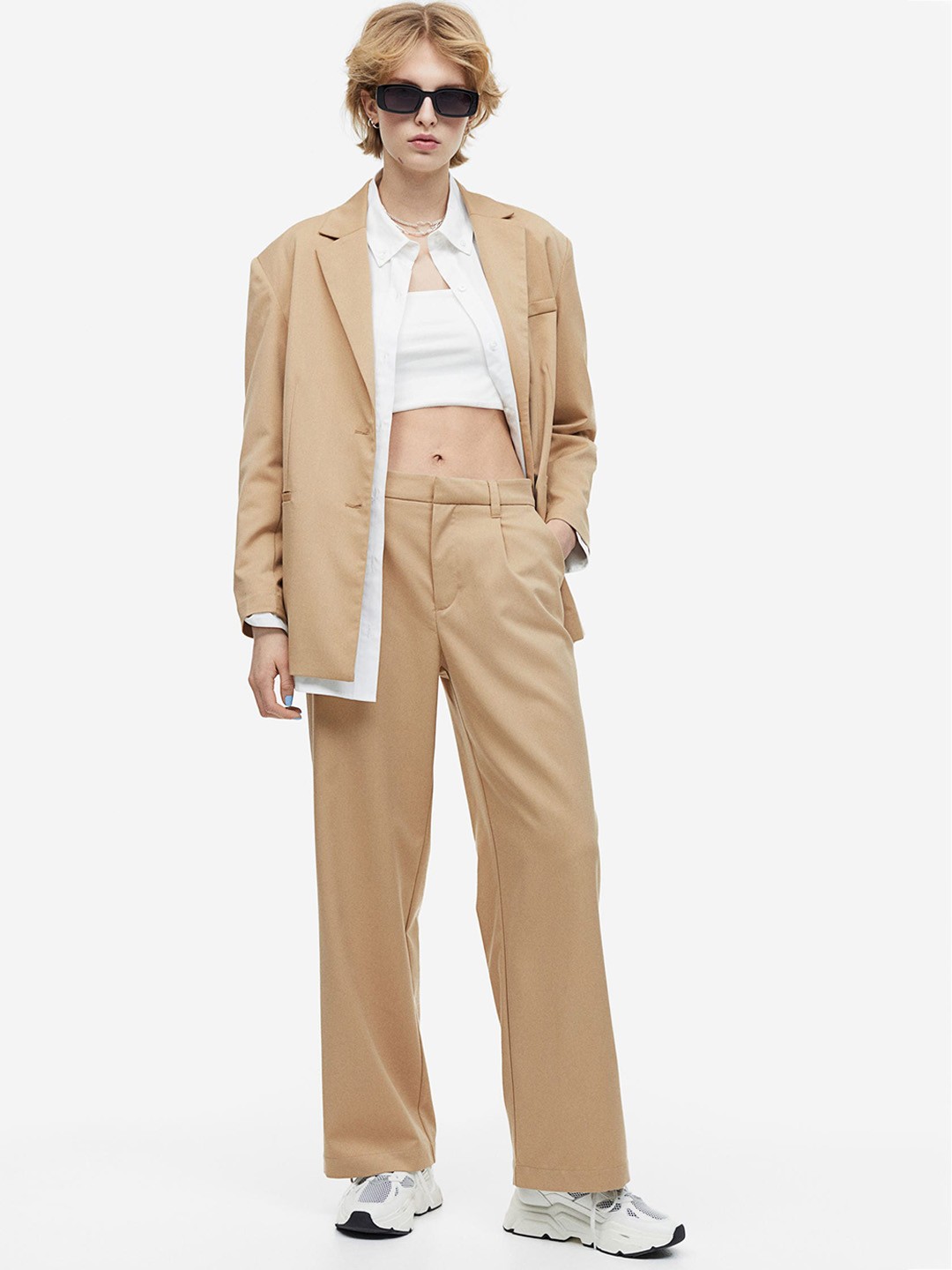 

H&M Men Tailored Trousers, Beige