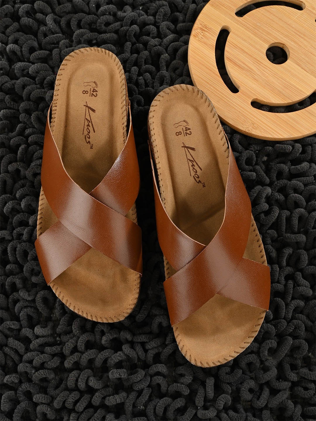 knoos Men Slip-On Comfort Sandals, Brown