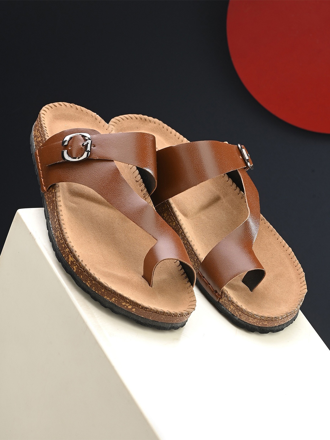 

knoos Men Solid Comfort Sandals, Brown