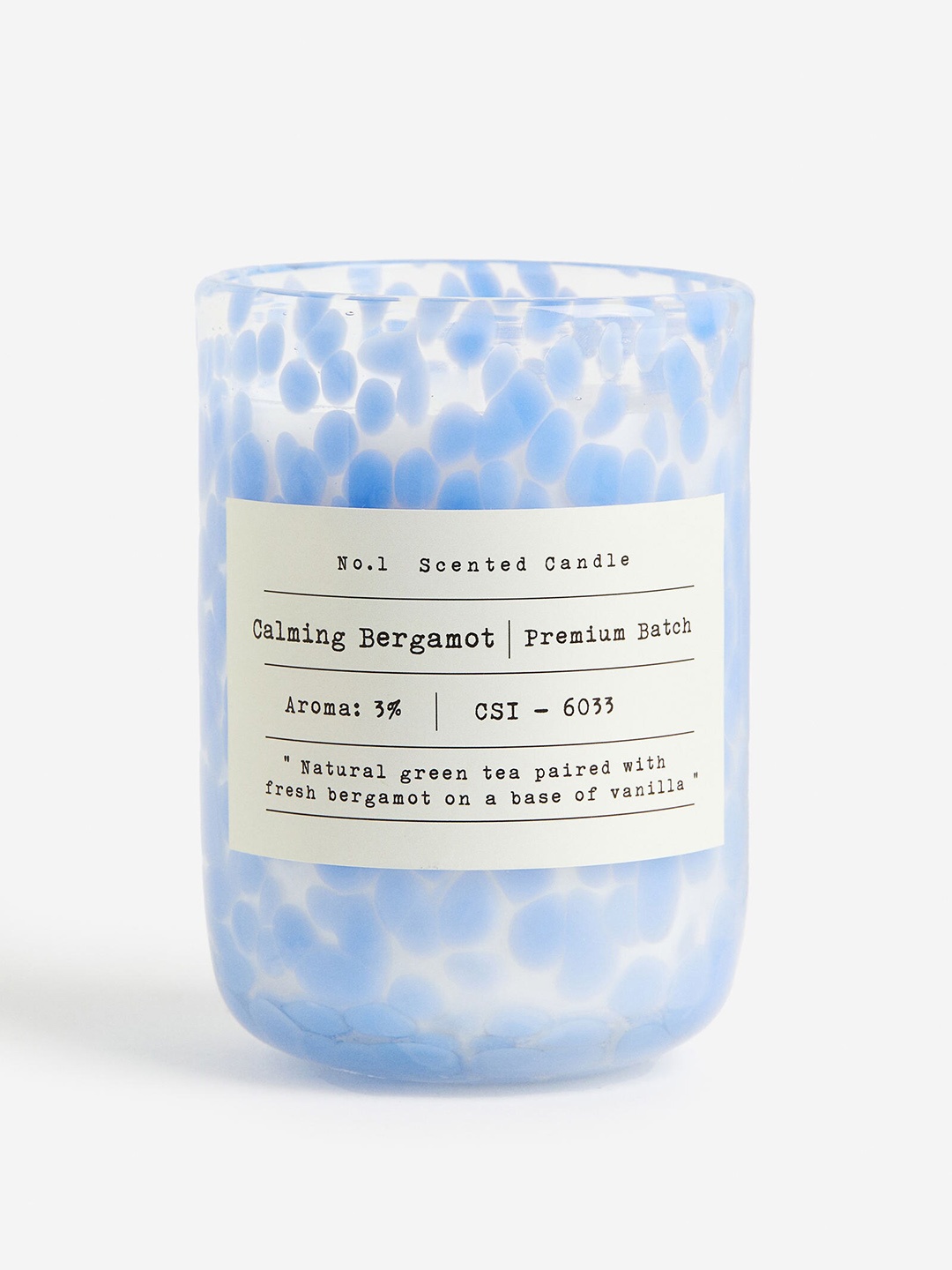 

H&M Blue Scented Candle In Glass Holder