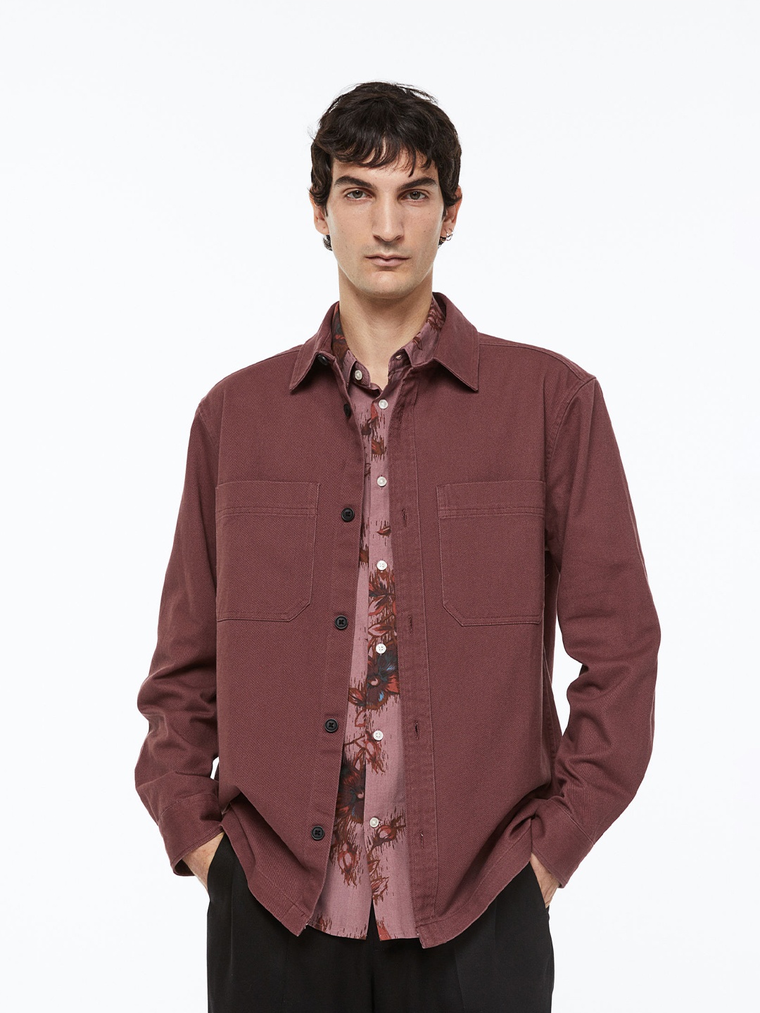 

H&M Men Regular Fit Overshirt, Rust