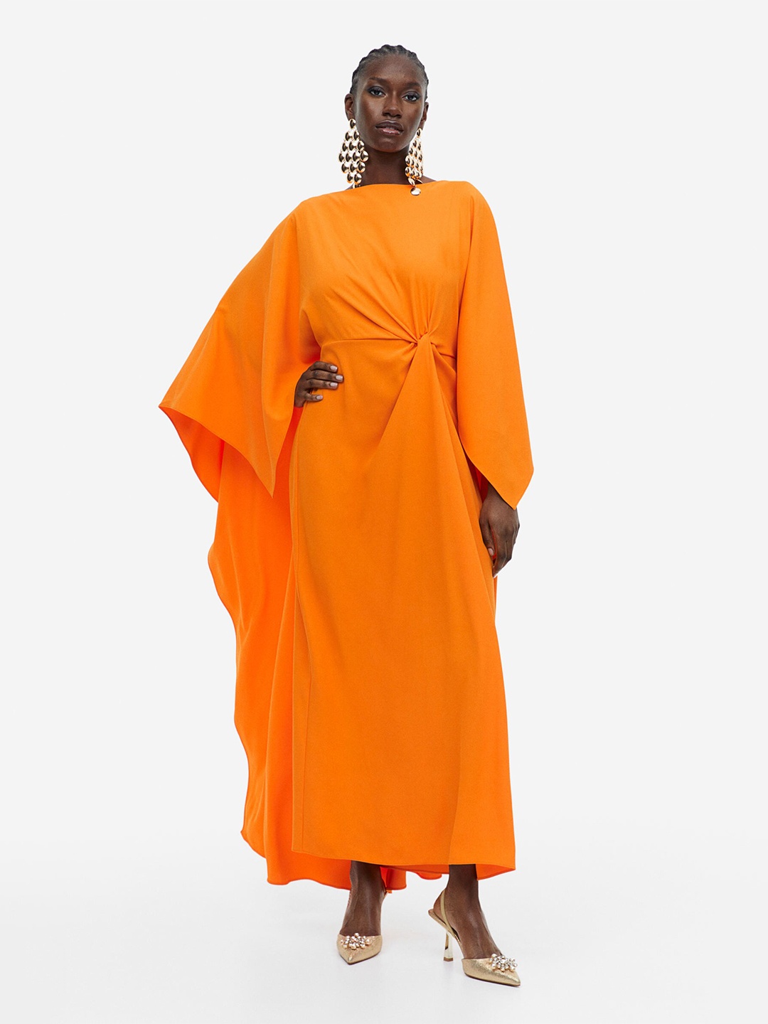 

H&M Knot-Detail Cape Dress, Orange