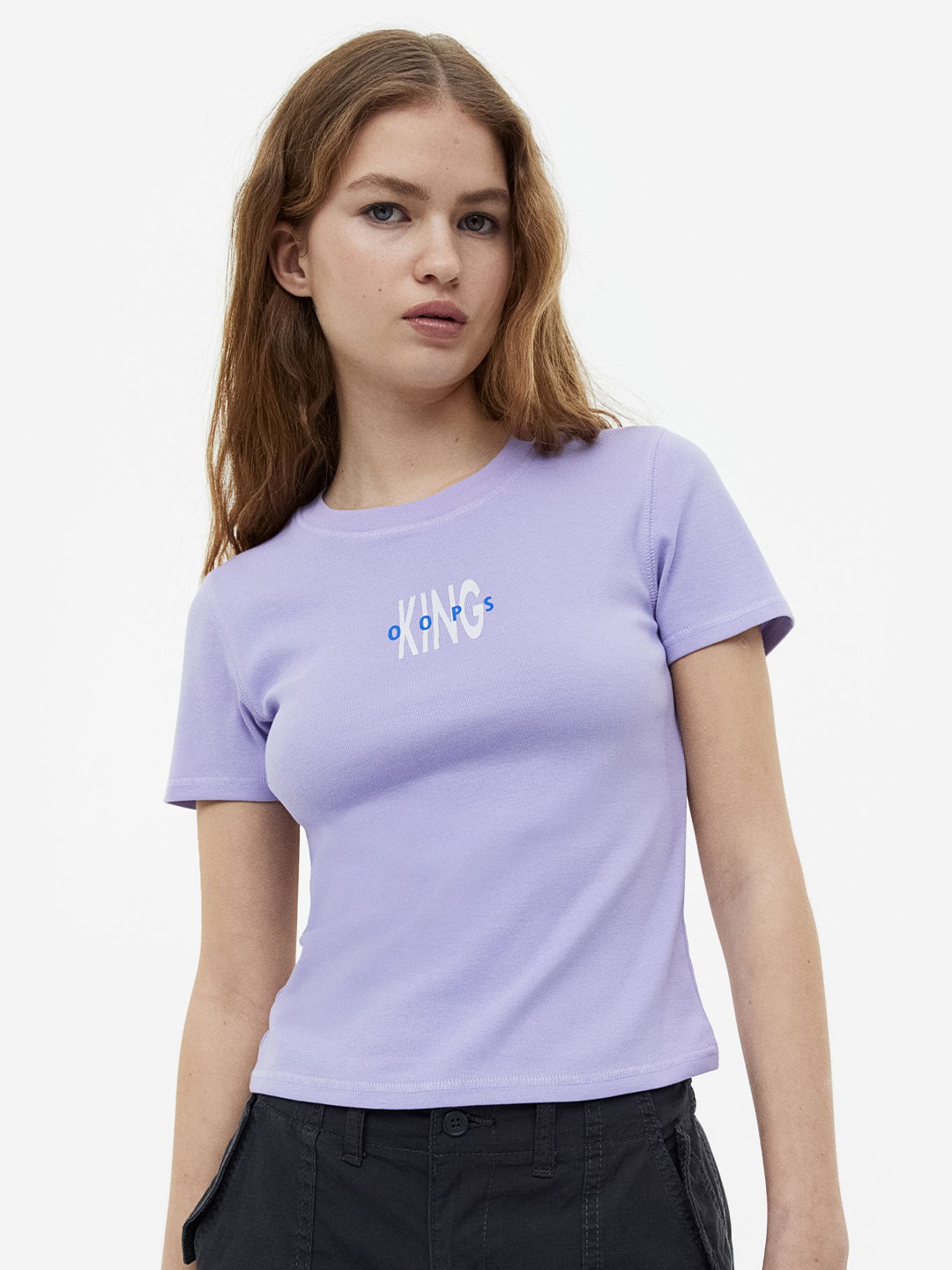 

H&M Women Printed T-Shirt, Purple