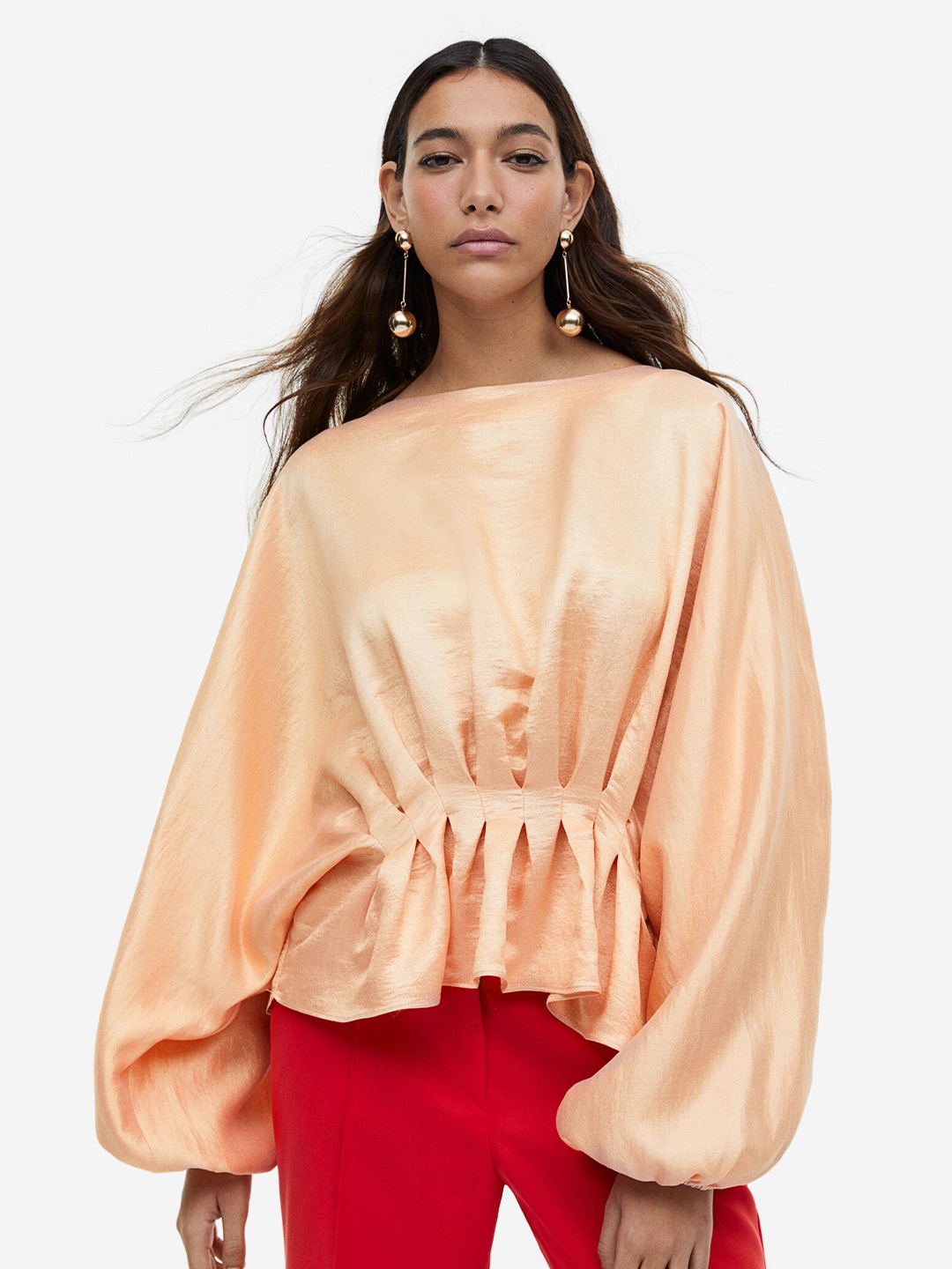 

H&M Pleated Blouse, Orange