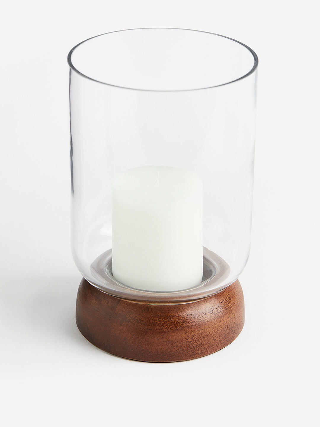 

H&M Brown Wood And Glass Candle Holder