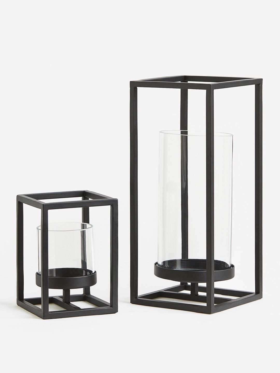 

H&M Black Metal And Glass Candle Lantern