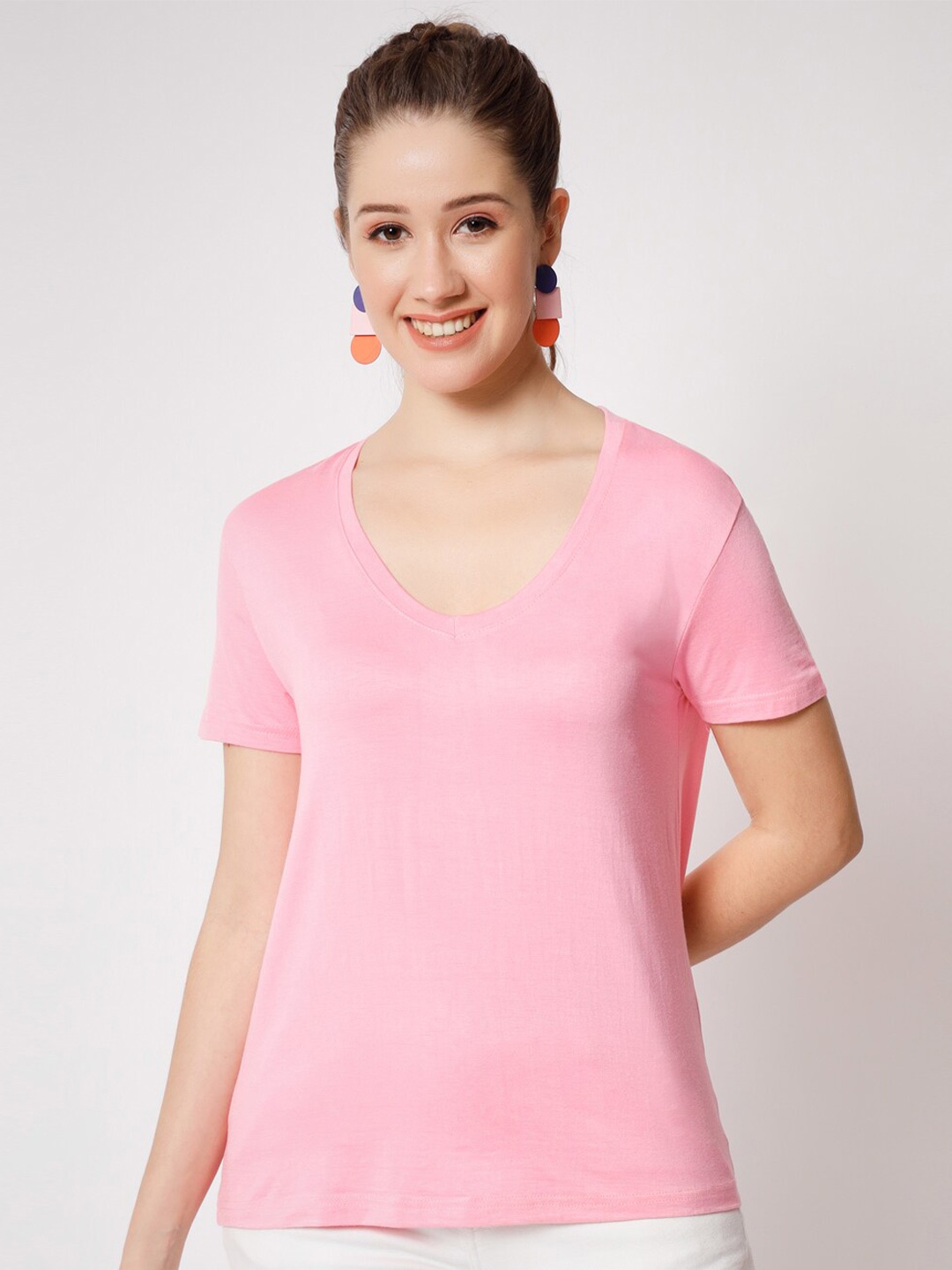 

COLOR CAPITAL Women Relaxed Fit T-Shirt, Pink