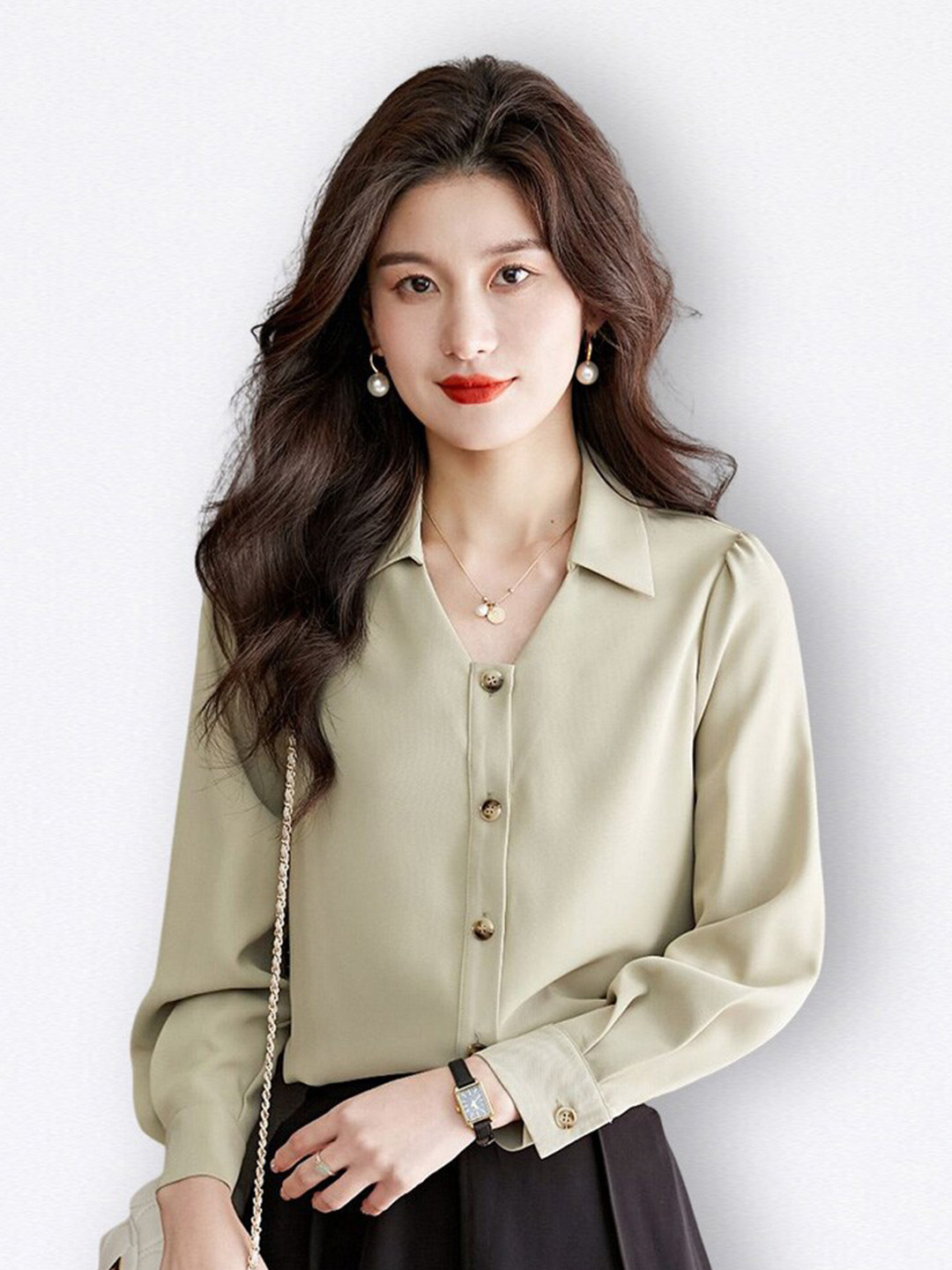 

JC Collection Spread Collar Casual Shirt, Green