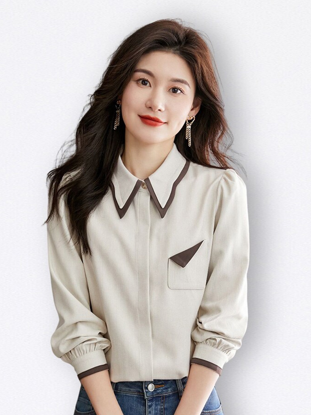 

JC Collection Spread Collar Casual Shirt, Khaki