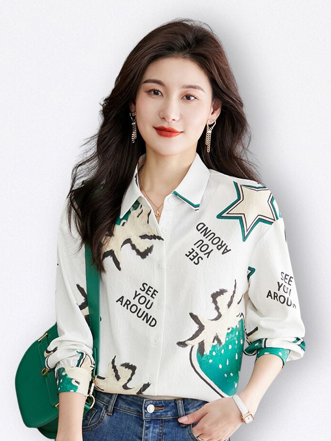 

JC Collection Printed Regular Fit Long Sleeves Casual Shirt, White