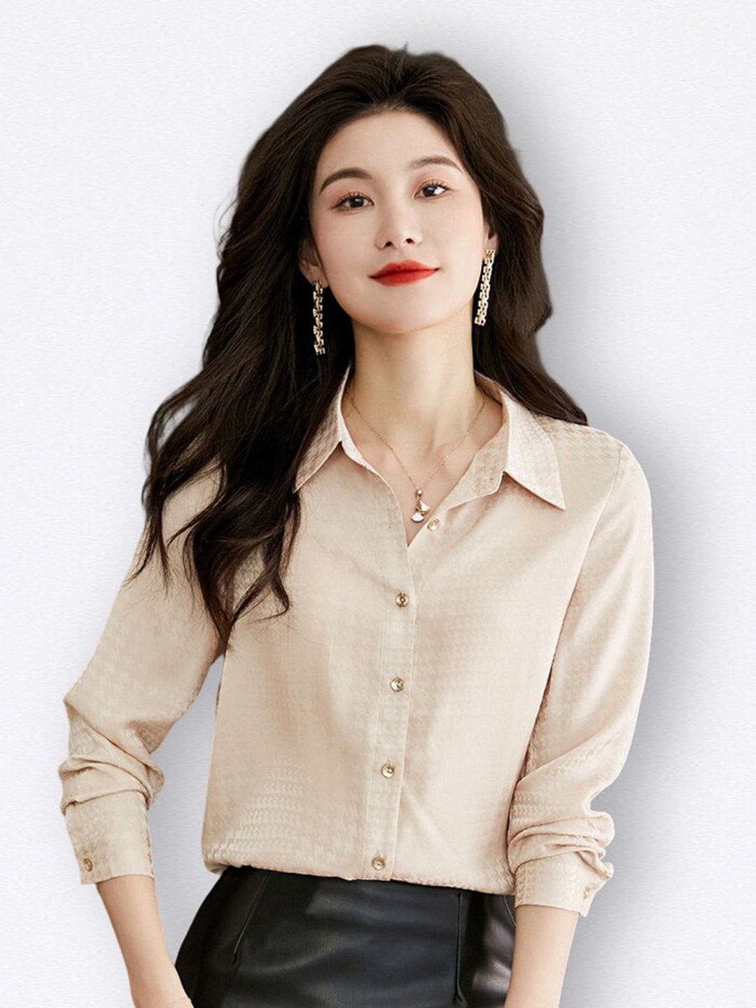 

JC Collection Spread Collar Casual Shirt, Beige