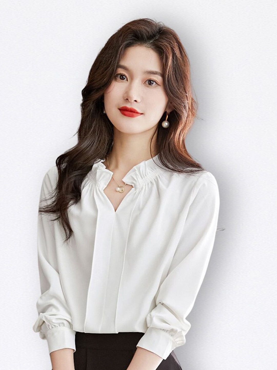 

JC Collection Mandarin Collar Top, Blue