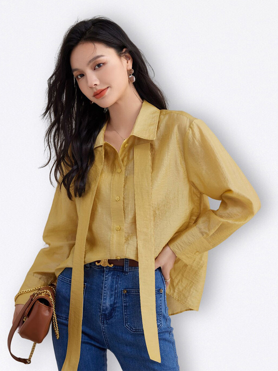 

JC Collection Spread Collar Casual Shirt, Yellow