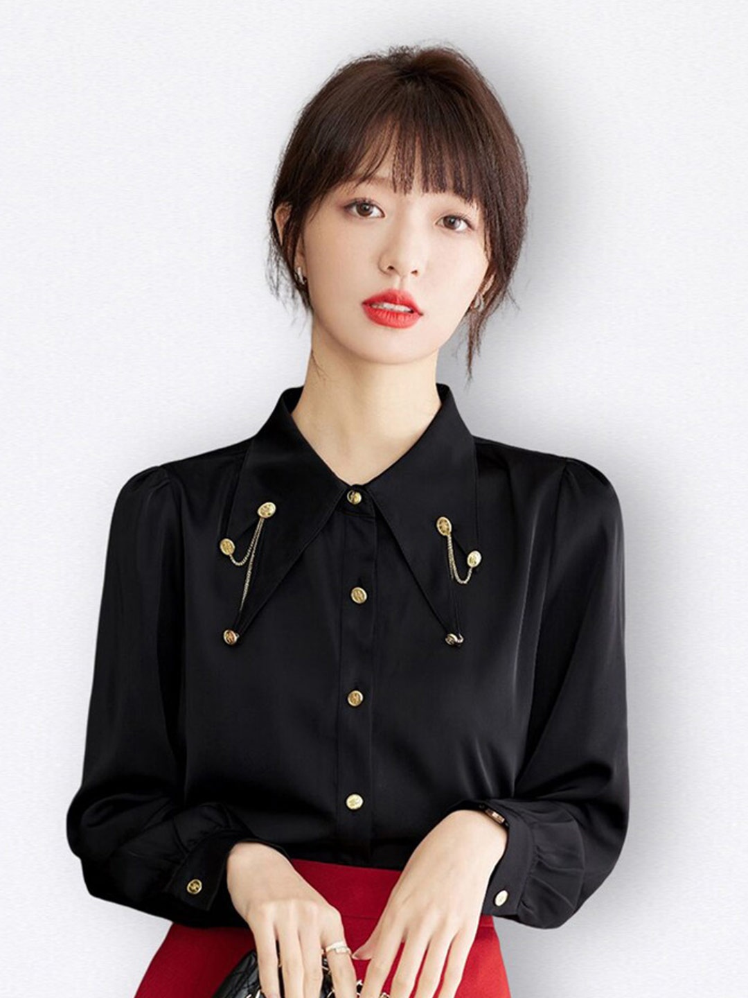 

JC Collection Spread Collar Casual Shirt, Black
