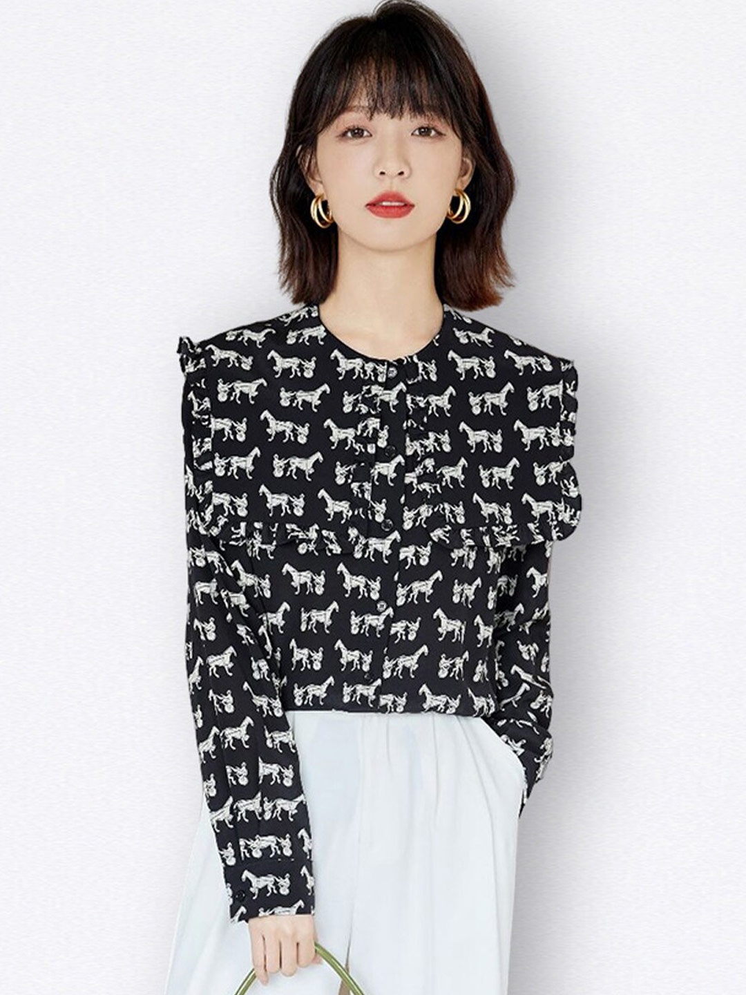 

JC Collection Conversational Printed Casual Shirt, Black