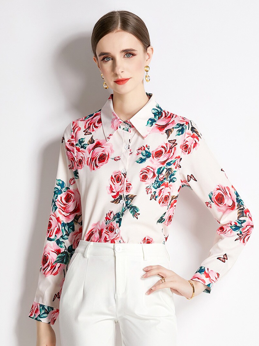 JC Collection Floral Printed Casual Shirt, Beige