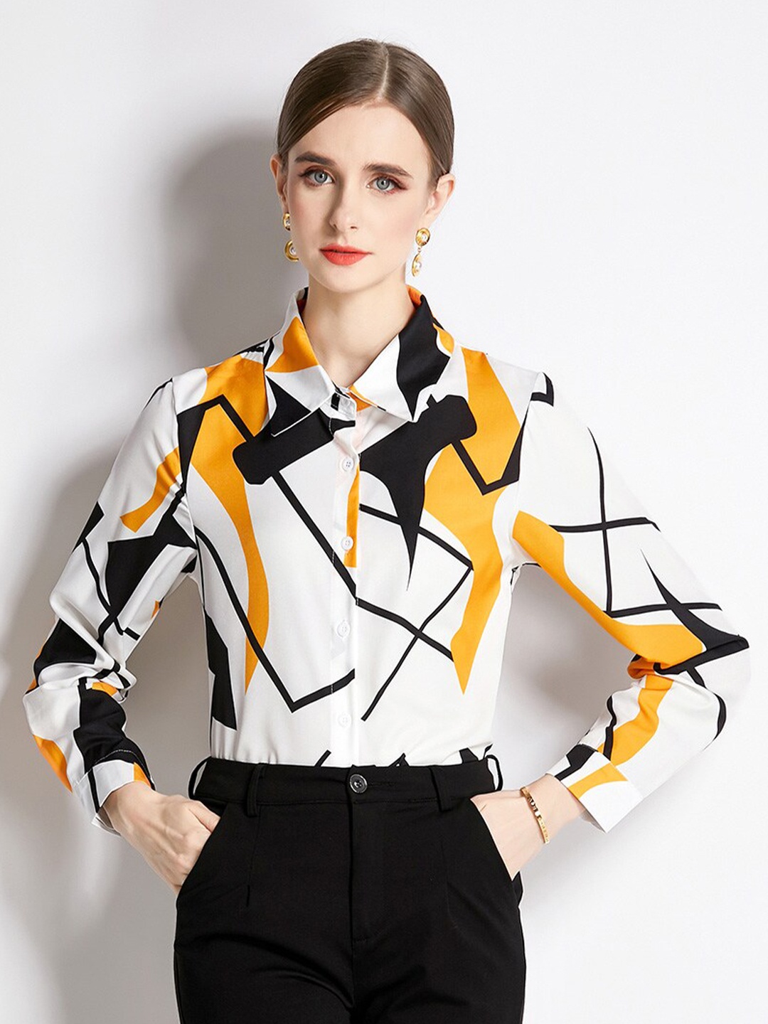 

JC Collection Abstract Printed Casual Shirt, Yellow