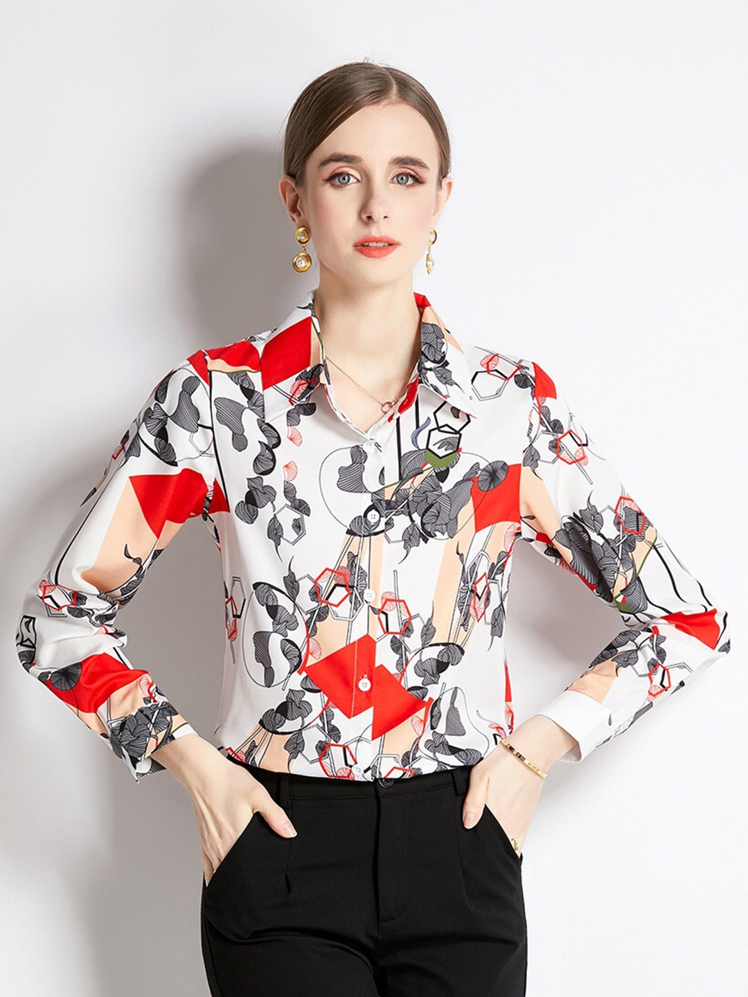 JC Collection Floral Printed Casual Shirt, Red