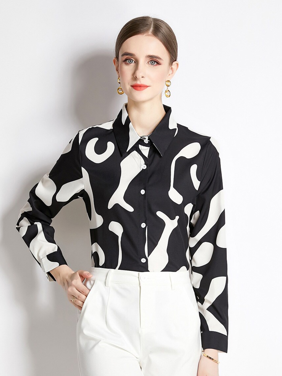 

JC Collection Abstract Printed Casual Shirt, Black